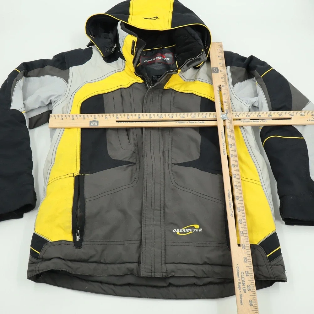 Obermeyer Mach 1 Juniors Ski Jacket Size 14 Yellow Black Gray Waterproof